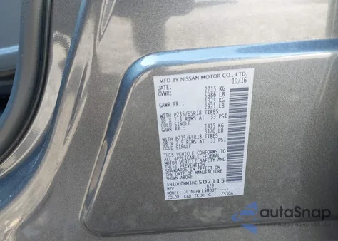 2017 Infiniti Qx60 from USA, damaged, VIN 5N1DL0MM3HC507115